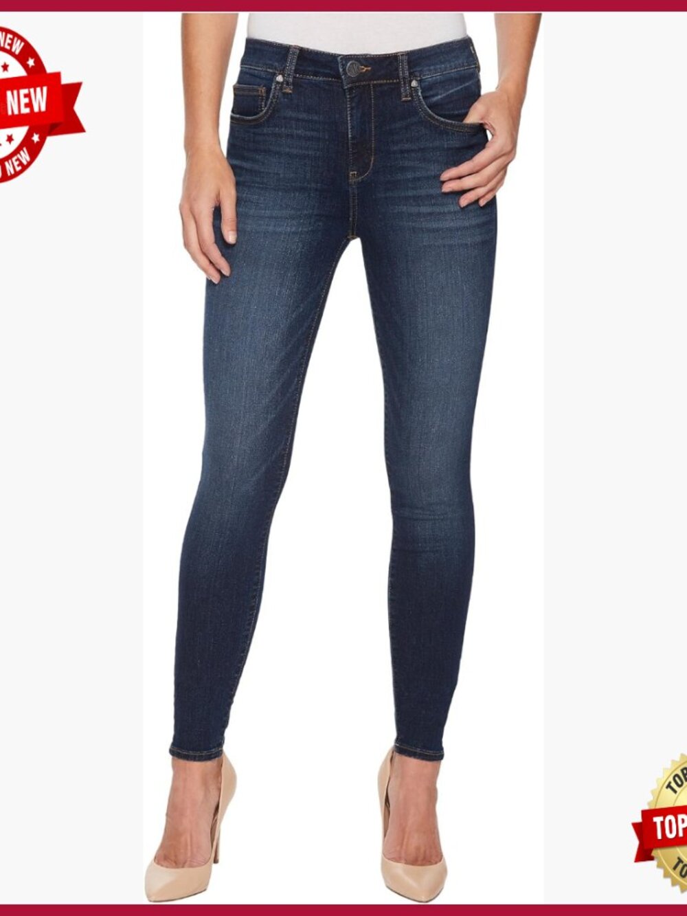 High-Rise Ankle Skinny Jeans, Stretch Denim, Slim Fit